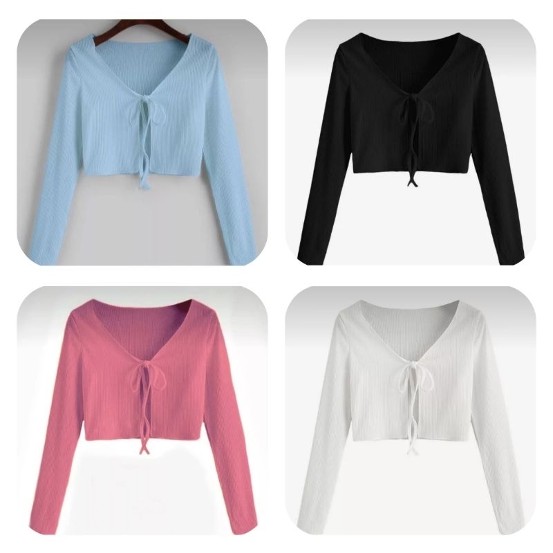 CARDIGAN CROP - CARDIGAN KOREA - CARDIGAN KNIT RIB PREMIUM - CARDIGAN WANITA - CARDIGAN TALI