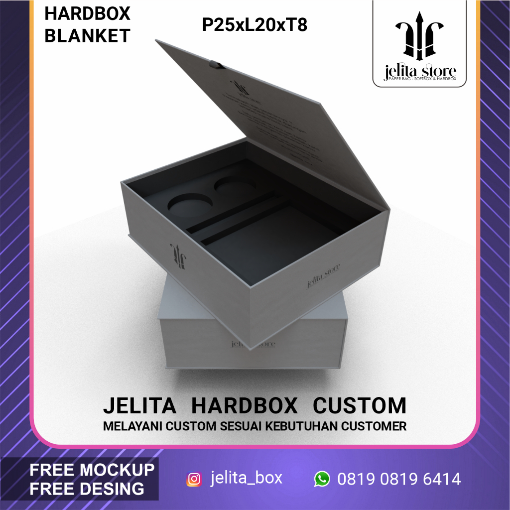 

HARDBOX 25x20x8 CUSTOM - GIFT BOX - BOX HAMPERS - BLANGKET TUTUP BUKA