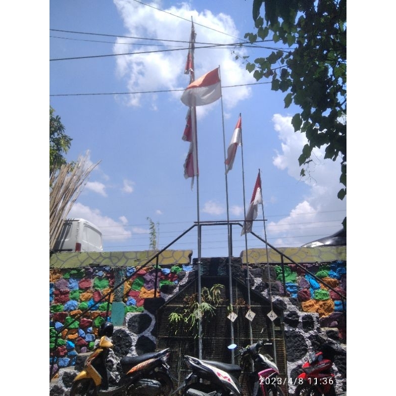 Tiang bendera cat merah putih 3 meter murah + bendera merah putih 80x120