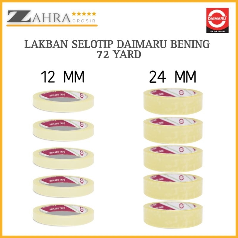 

Selotip Isolasi Daimaru Original Bening 12mm dan 24mm (1/2 inc & 1 inc) x 72 Yard