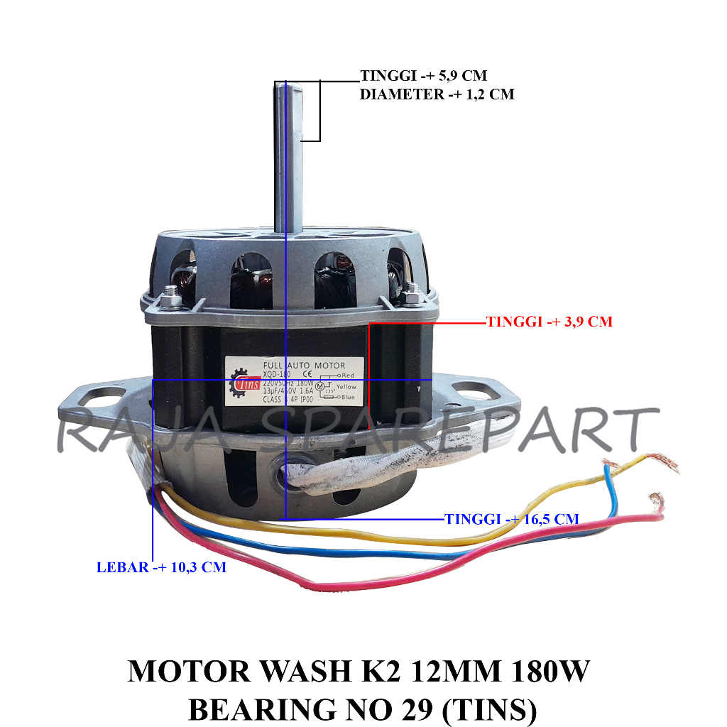 Dinamo Pencuci Mesin Cuci As 12mm Kaki 2 180Watt BEARING NO 29 (Merk TINS) DW29