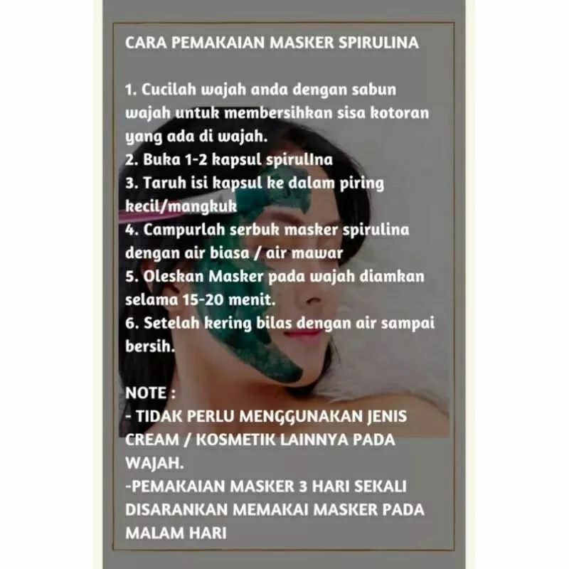 MASKER SPIRULINA ISI 100 PCS