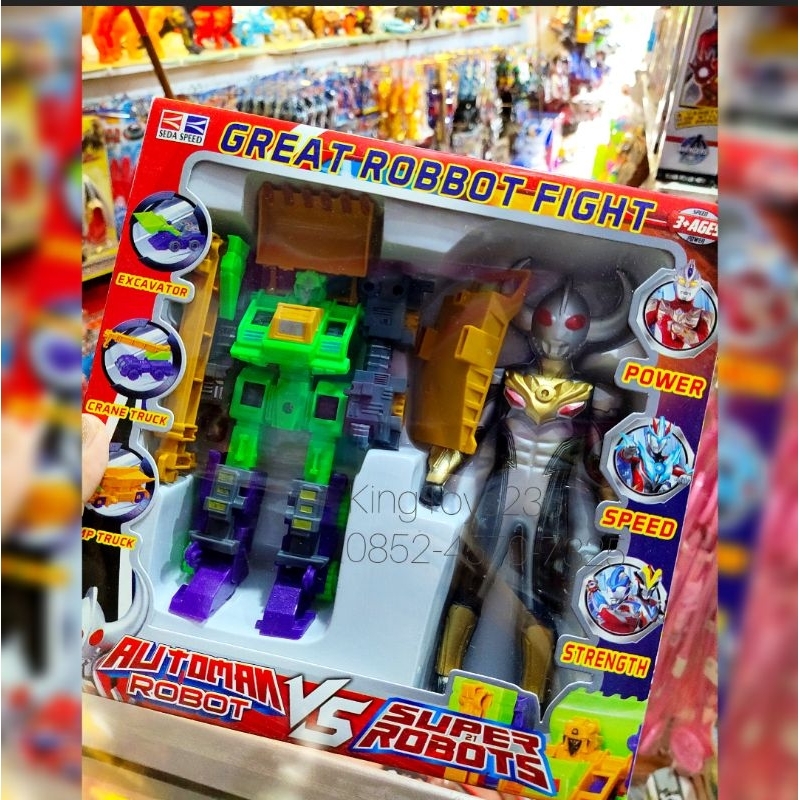 Mainan Anak Robot Jadi Mobil Ultraman Set Kotak Kado Ulta Super Hero Trabsformer Pontianak