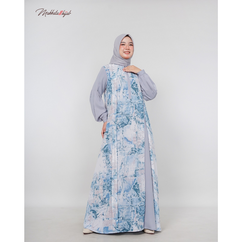Aera Dress Motif Abstrak Gamis Wanita Butik Mewah Premium Elegan Ori Branded Kekinian Fashion Muslim