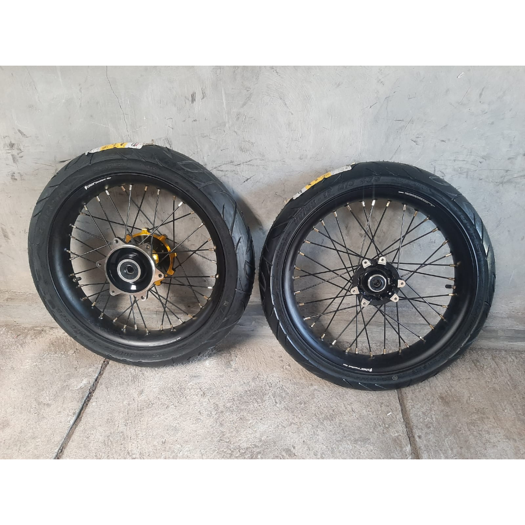 Roda Supermoto CRF Ban Corsa Ukur 250-250 depan belakang wheelset sumo crf 150 l ukur 250 rata