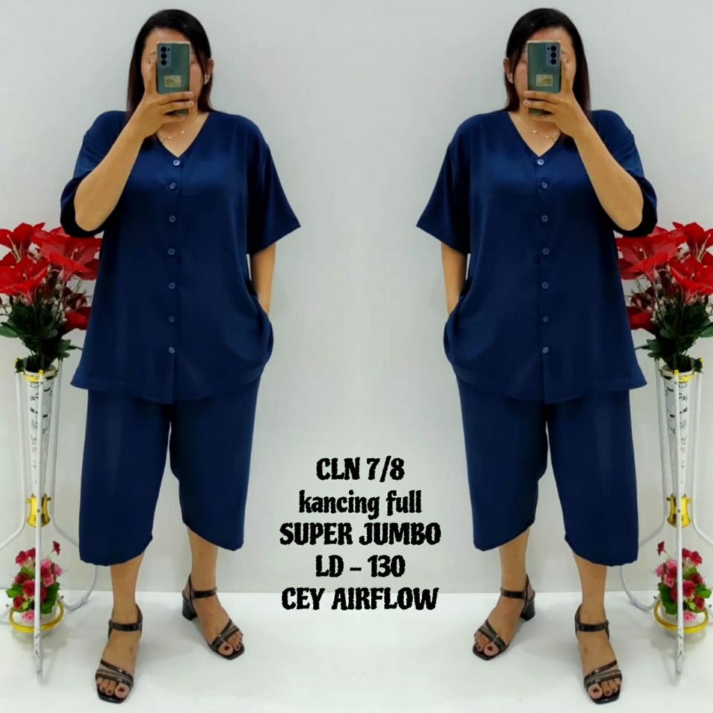 CNC - Stelan Viral Wanita Dewasa Terbaru/Stelan Celana 7/8 5XL Cringkel Cey Airflow Model 018 Dan 001