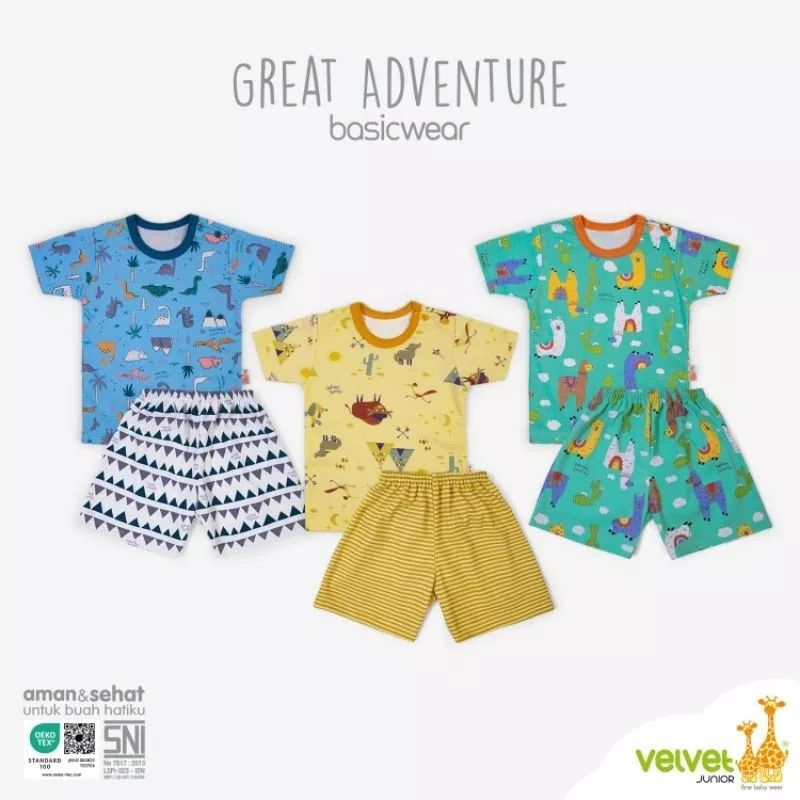 TERBARU Velvet Junior Setelan Pendek  S M L XL XXL -Bonanza.baby