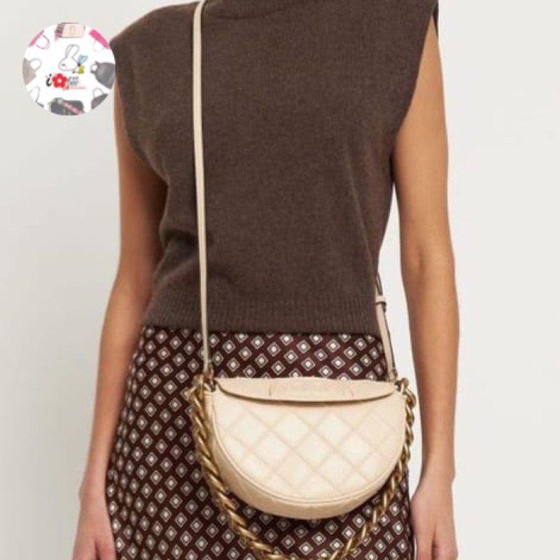 TORY BURCH MINI FLEMING SOFT CRESCENT SHOULDER BAG