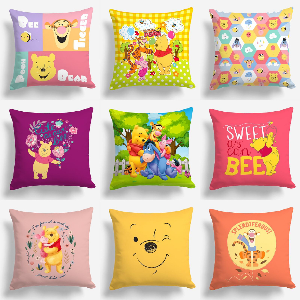 COVER SARUNG Bantal Sofa Print Motif Pooh and Friends Series 40x40 cm - Pusat Kado Murah