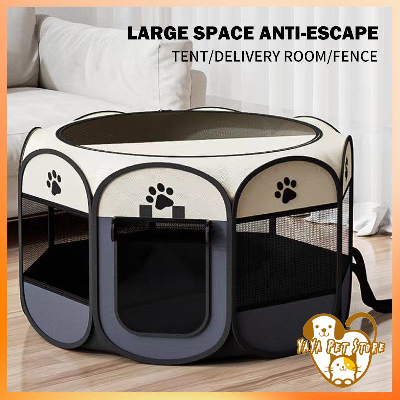 【Yayapet】Pagar Tenda Lipat Portabel dengan 8 Panel untuk Anjing / Kucing Kandang Lipat Hewan Bahan Kain