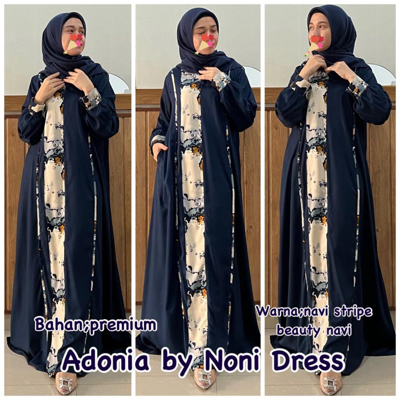 Daster Arab Noni ADONIA Maxi Dress Busui Gamis Rayon Twill Ori