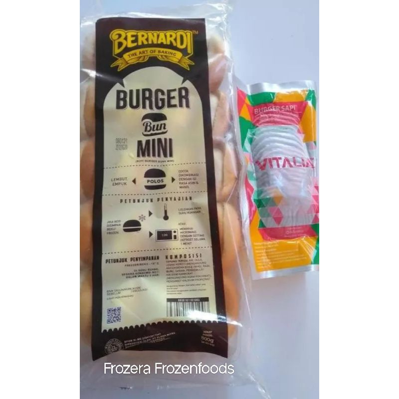 

❄LANGSUNG KIRIM❄ PAKET BURGER MINI Roti Burger + Smoke Beef isi 20 Biji / Frozenfoods Murah