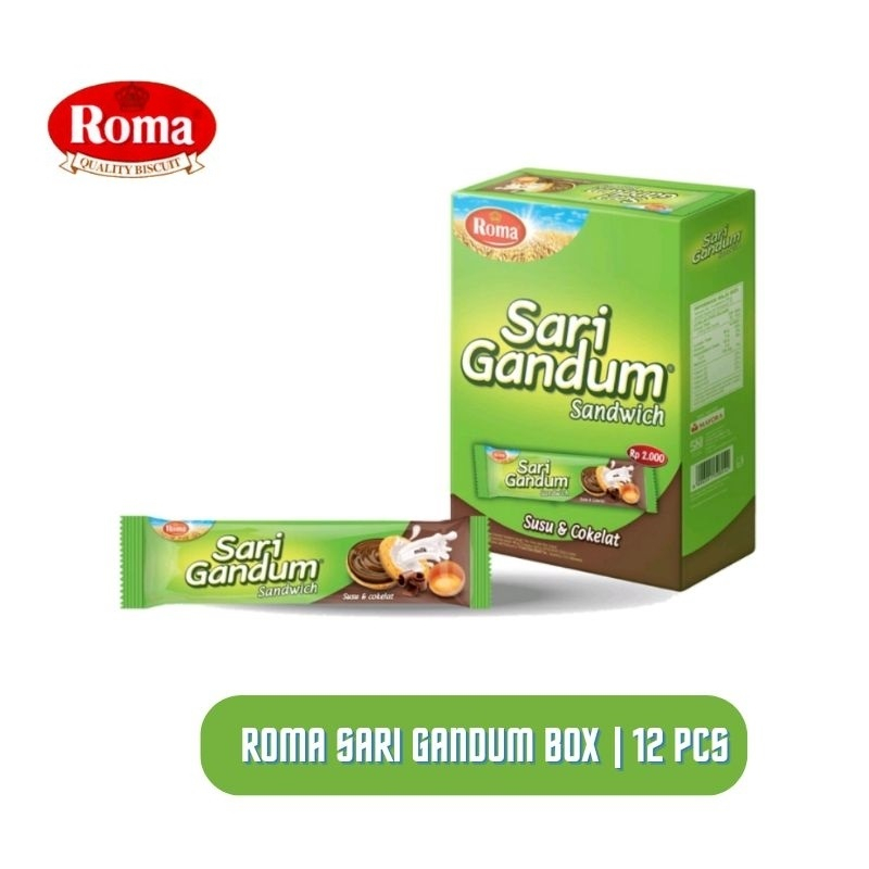 

{ PerBox isi 12 } Roma Sari Gandum / Sandwich Susu & Coklat @36gr