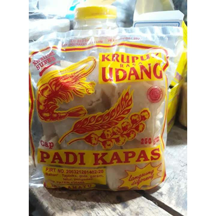 

Kerupuk Udang Cap Padi Kapas Gurih Lezat Kemasan 250 gram