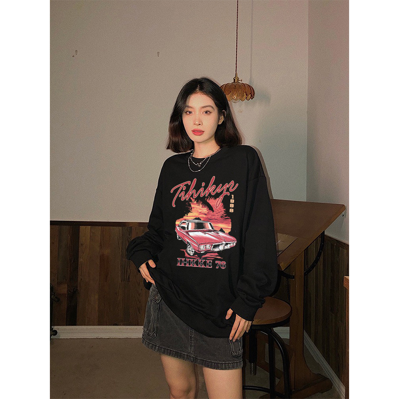 Sweater Lengan Panjang Car Blossom Korean Style/Hoodie Oversize/Baju Wanita/Switer Wanita