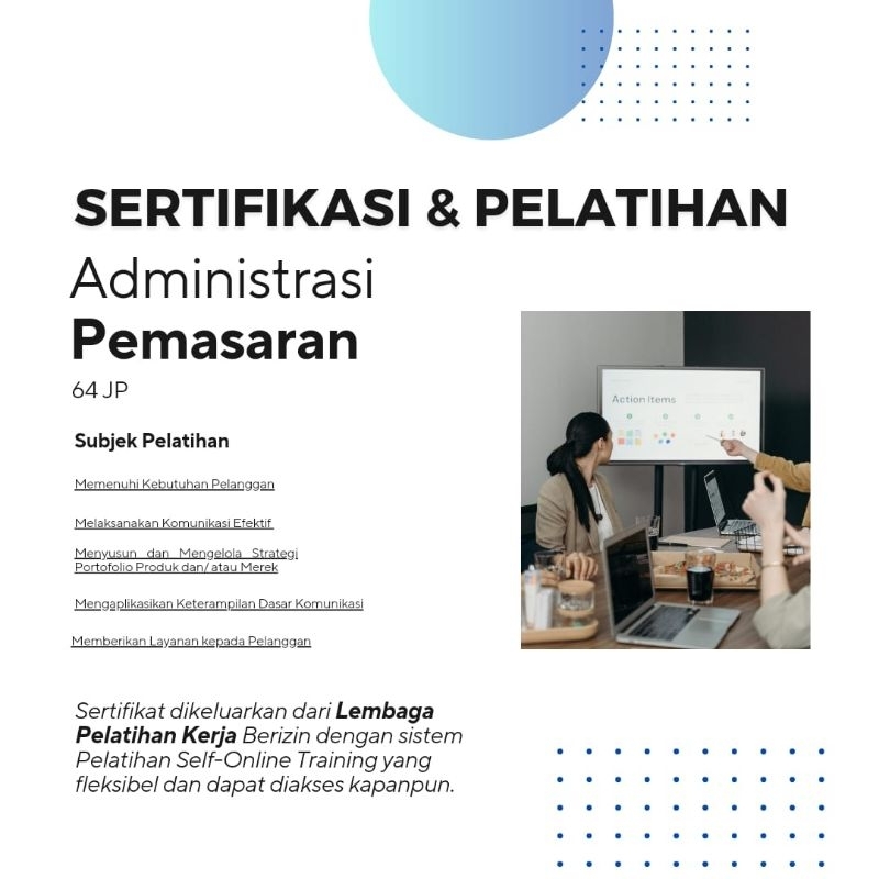 

SERTIFIKASI & PELATIHAN ADMINISTRASI PEMASARAN