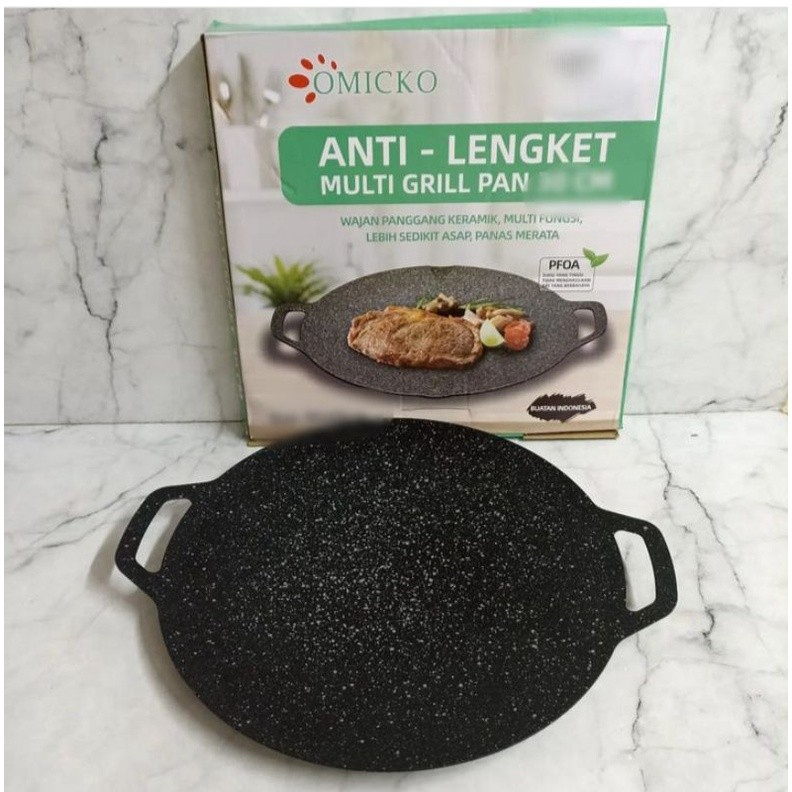 OMICKO Multi Grill Pan Bulat / Wajan Keramik (Anti Lengket)