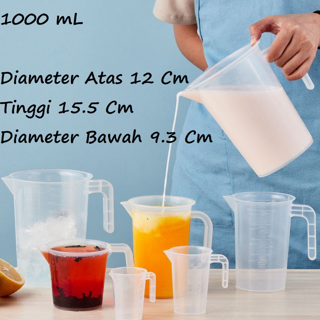 Gelas Takar Ukur Air Takaran Plastik 250 mL 500 mL 1000 mL 2000 mL 1Liter 2Liter 250mL 500mL 1000mL 2000mL 1 Liter 2 Liter