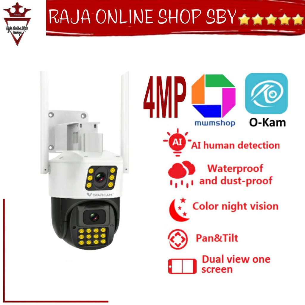 Ezsee Camera PTZ WIFI 4MP CCTV Dual Lens Outdoor
