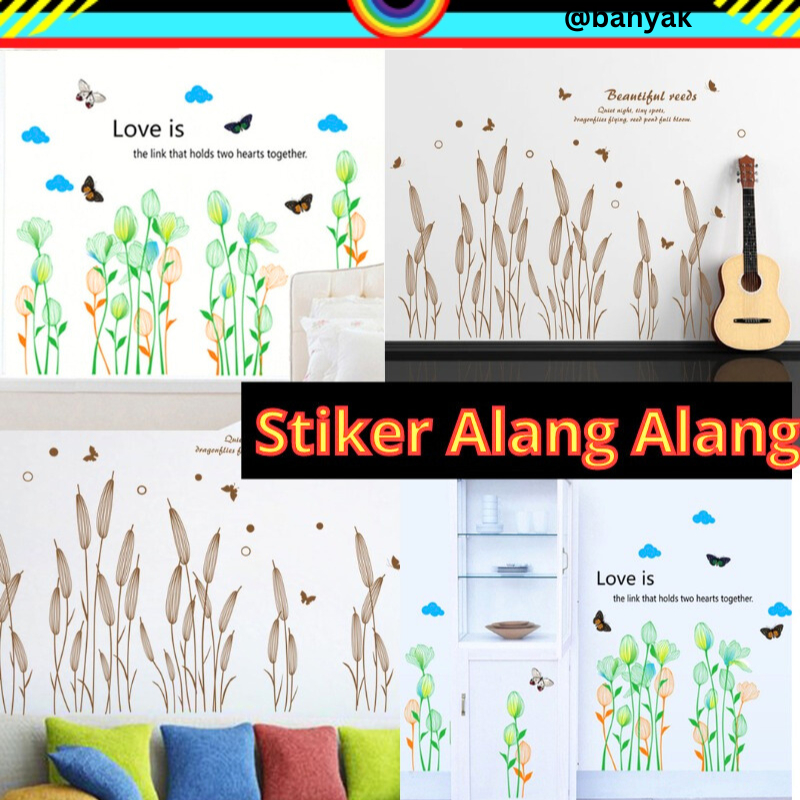 WALL STIKER WALL STICKER STIKER SETIKER HIASAN DINDING MOTIF DAUN RUMPUT PAGAR POHON ALANG ALANG DEKORASI RUMAH RUANG TAMU KELUARGA WALLSTIKER TEMBOK KERAMIK KRAMIK LEMARI DAPUR TEMPELAN PINTU JENDELA KACA DEKOR MINIMALIS  KEKINIAN KADO UNIK @banyak