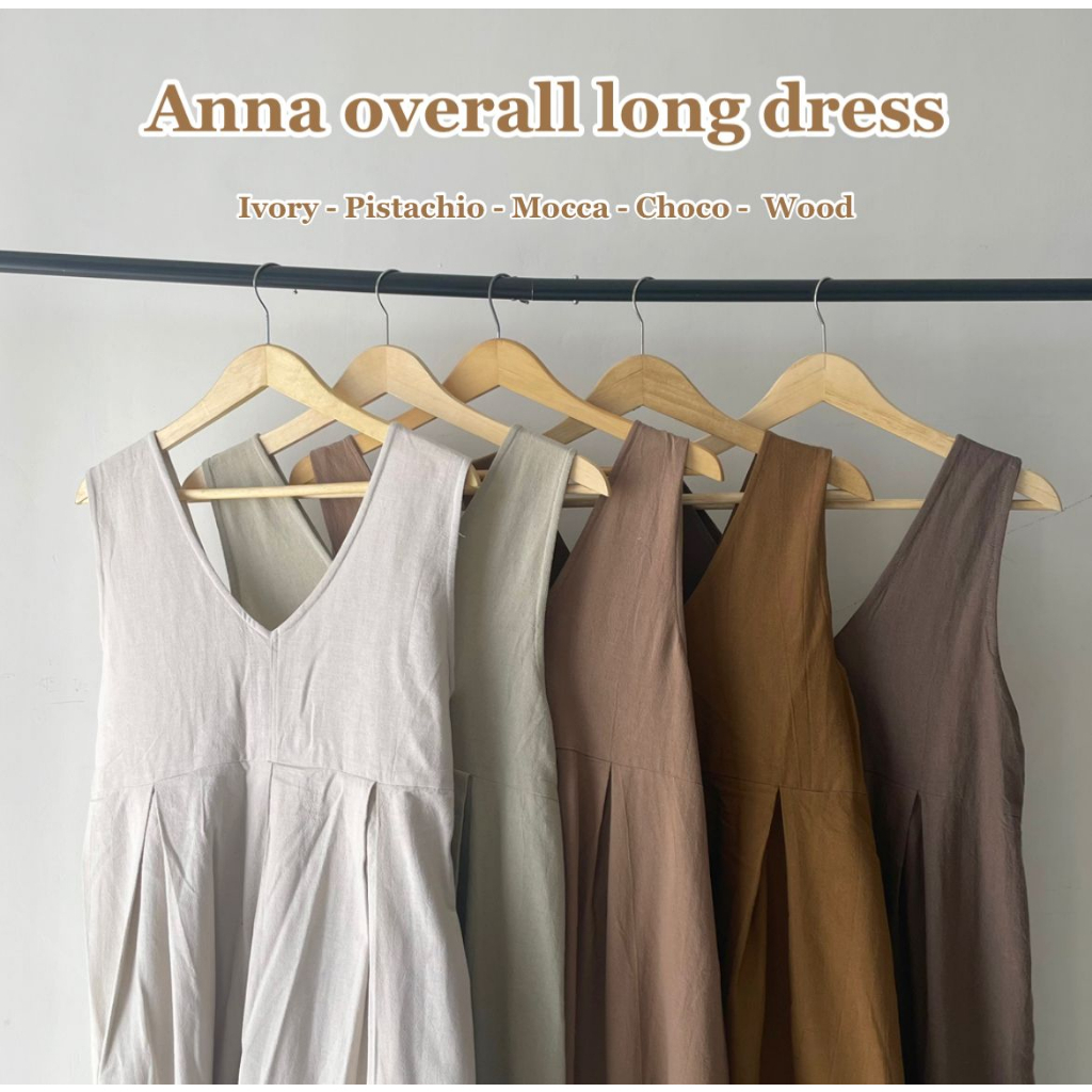 Anna Overall Long Dress | Long Overall Dress Berbahan Linen Premium [YEPPUOUTFIT]