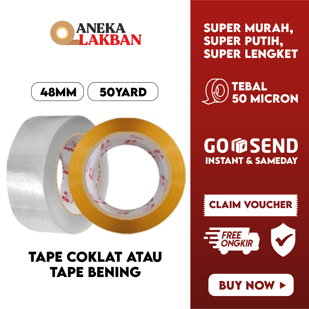 

HORICI LAKBAN OPP BENING COKLAT 2" INCH 48MM x 50 Yard ISOLASI BENING COKLAT TERMURAH