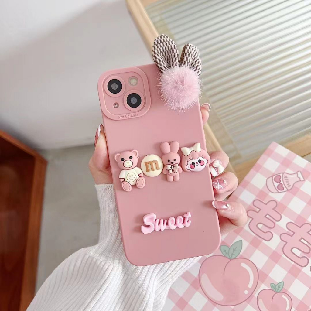 CASE SAMSUNG A04 A04E A14 5G A23 OPPO A15 A17 A3S A54 A57 2022 A7 A9 2022 REALME C33  C55 VIVO Y02 Y15S Y16 Y17 Y20 Y21S XIAOMI NOTE 10 11 12C SOFTCASE HANDPHONE LUCU CASE BONEKA TIMBUL 3D SJ 3D PITA