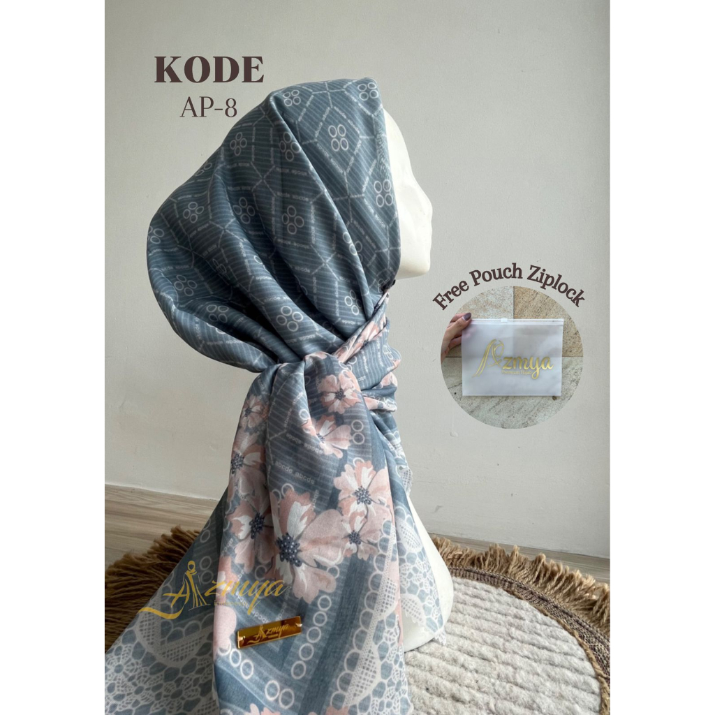 VOAL MOTIF FREE POUCH - HIJAB SEGIEMPAT BAHAN VOAL MOTIF PREMIUM (GRATIS POUCH)