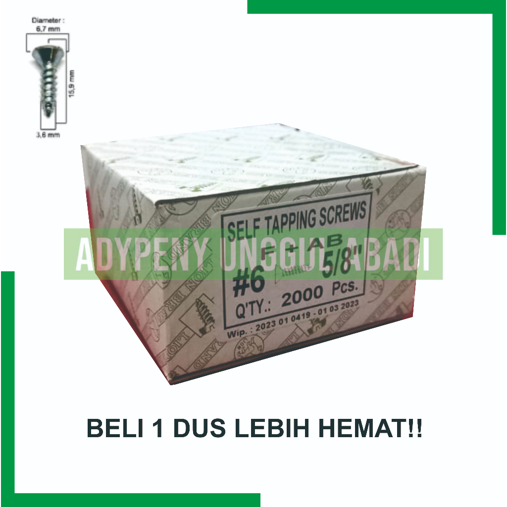 Sekrup / Skrup Tapping Kayu 6x5/8" (1,5 cm) MOON LION