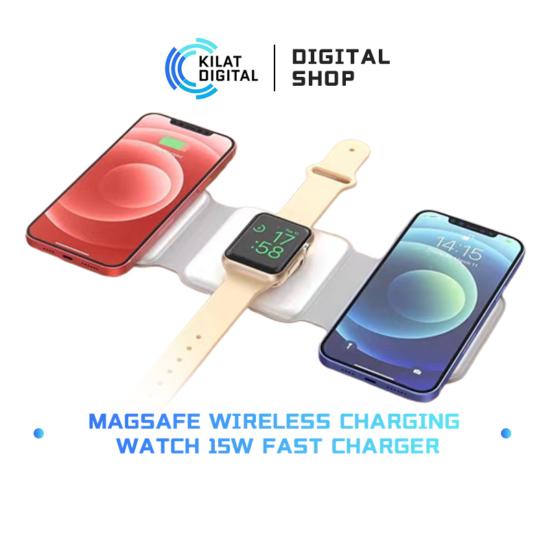 3 in 1 Foldable Magnetic Wireless Charging Watch 15W Magnetic Charging + Wireless Charging + Apple Watch Charging