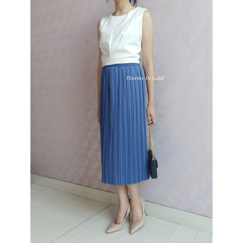 CLARYN MIDI PLEATED SKIRT / Rok Span Midi 7/8 Plisket BB Pleated Pencil Skirt