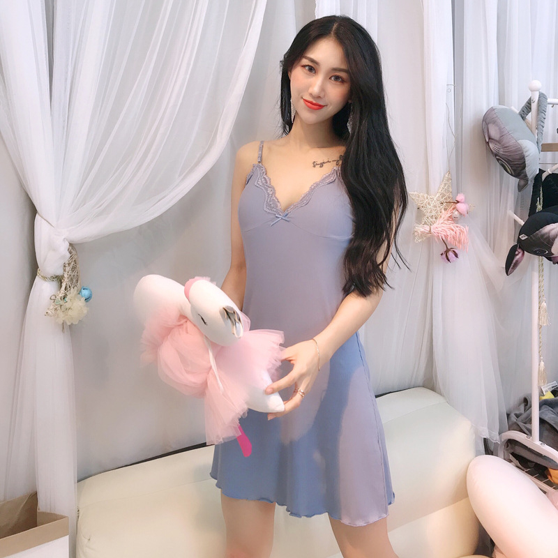 Wanita Import Lingerie Dress piyama baju seksi piyama sexy wanita dress dengan cup bra Import korea sexy baju tidur loungewear baju tidur sexi