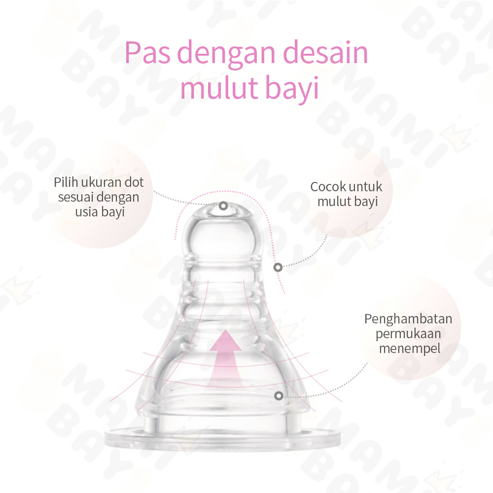 Mamibayi Dot bayi BPA free dot Silikon pengganti slim neck nipple dot