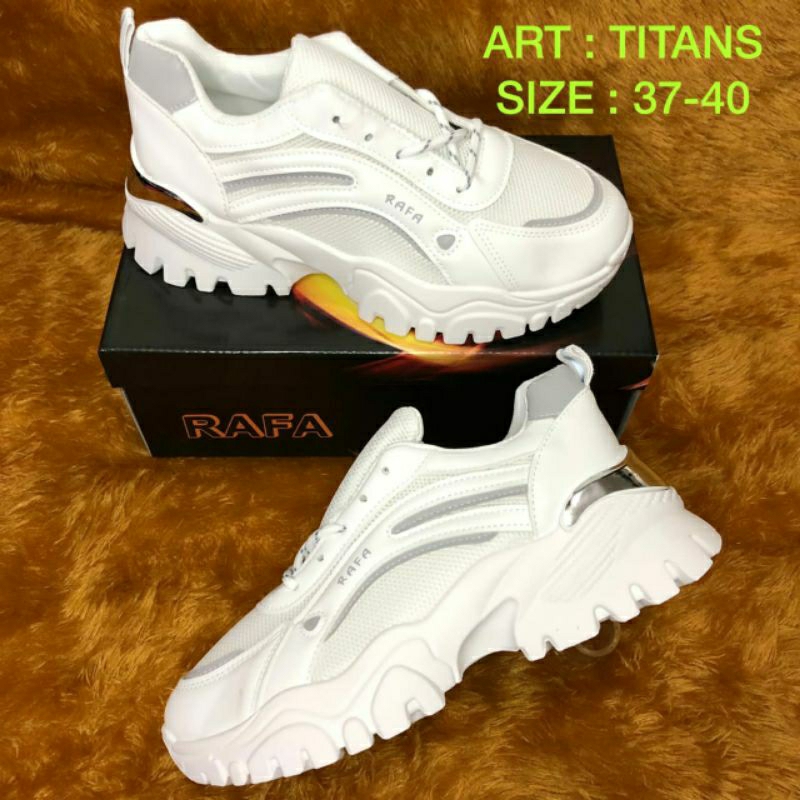 SEPATU SNEAKERS WANITA ORIGINAL BY RAFA TITANS SIZE 37-40 PUTIH ABU