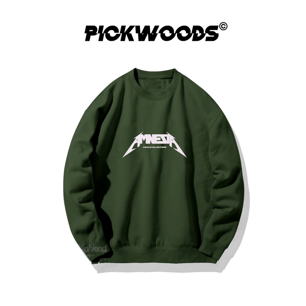 ZEUZ Jaket Sweater Crewneck PICKWOODS AMNESIA Trendy ( Sablon ) M – XXL Pria Wanita Premium