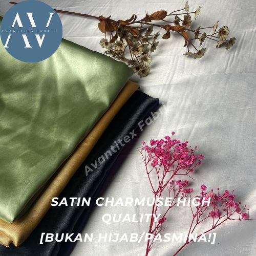 [BUKAN KERUDUNG/PASMINA]/1/2 Meter Kain Satin Charmuse Silk Premium//Maxmara Lux//Sateen Sutra Kilap