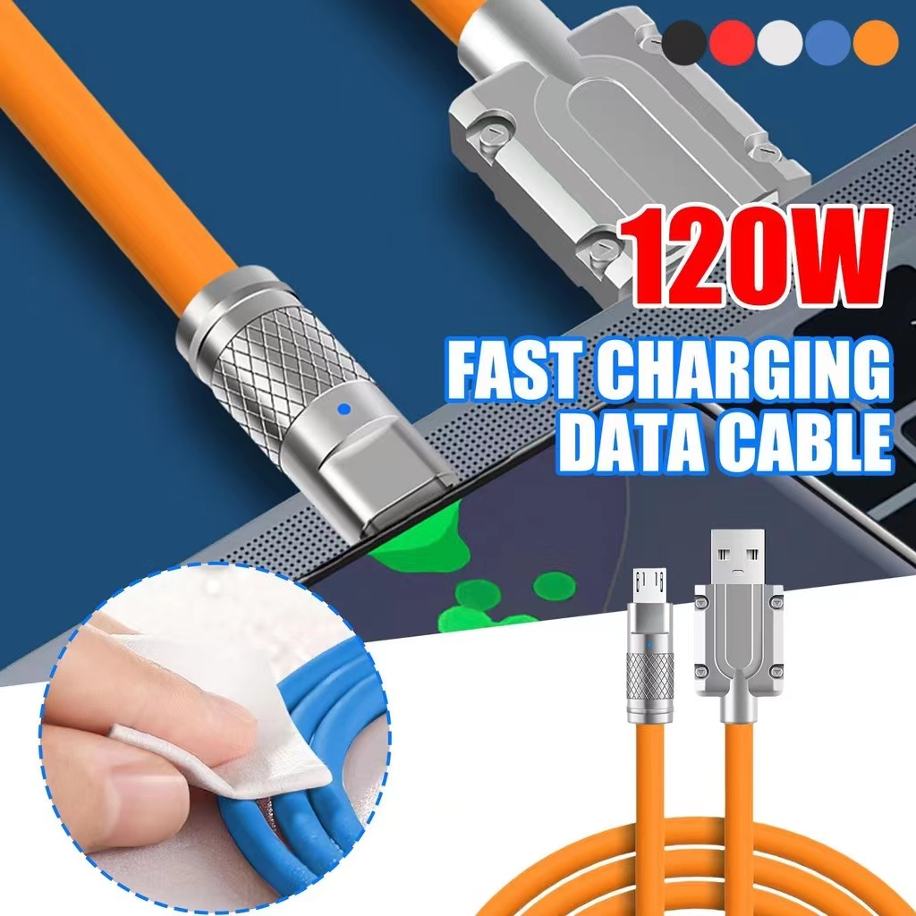 Fxing 120W Tipe-C Kabel Data 6A Fast Charging Zinc Alloy 120CM Length Data Cable