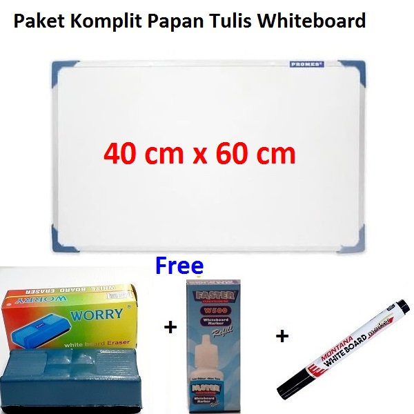 

Paket Super Lengkap Papan Tulis Bahan Tebal Dan Kuat 40 x 60 CM Free Spidol + Refill (Tinta) + Penghapus