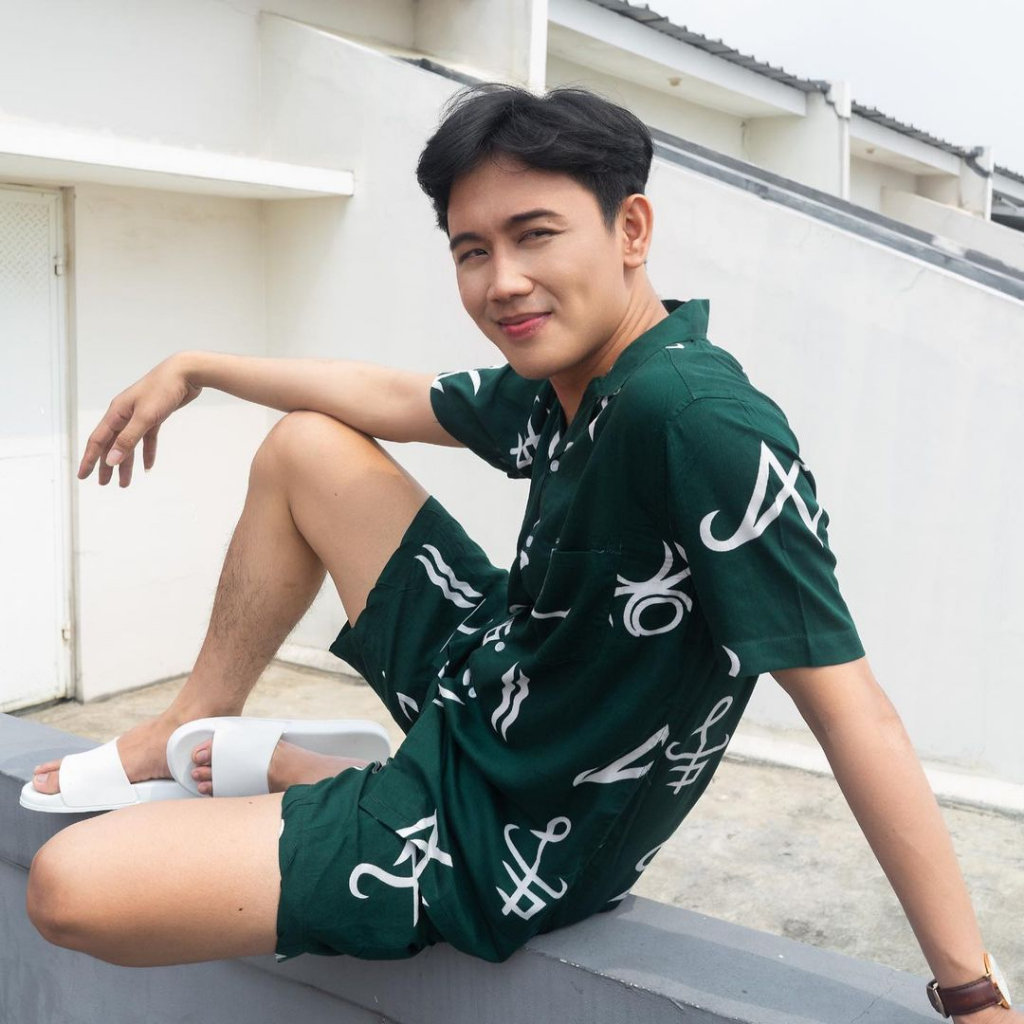 Baju Tidur Pria Dewasa Lengan Pendek Setelan Piyama Pria Rayon Motif Printing