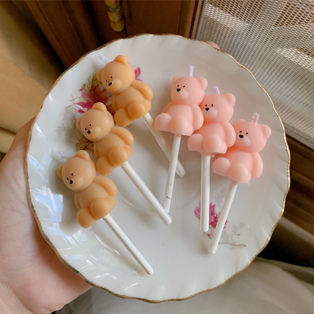 Lilin Ulang Tahun Teddy Bear / Birthday Candle Korea / Lilin Beruang / Lilin Ultah / Topper Cake / Topper Kue / Hiasan Kue / Lilin Kue