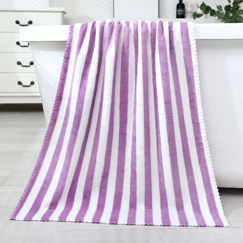 Handuk Strip Jumbo Microfiber Bulu Lembut Mandi Dewasa Daya Serap Tinggi 70 x 140cm Body Towel Besar