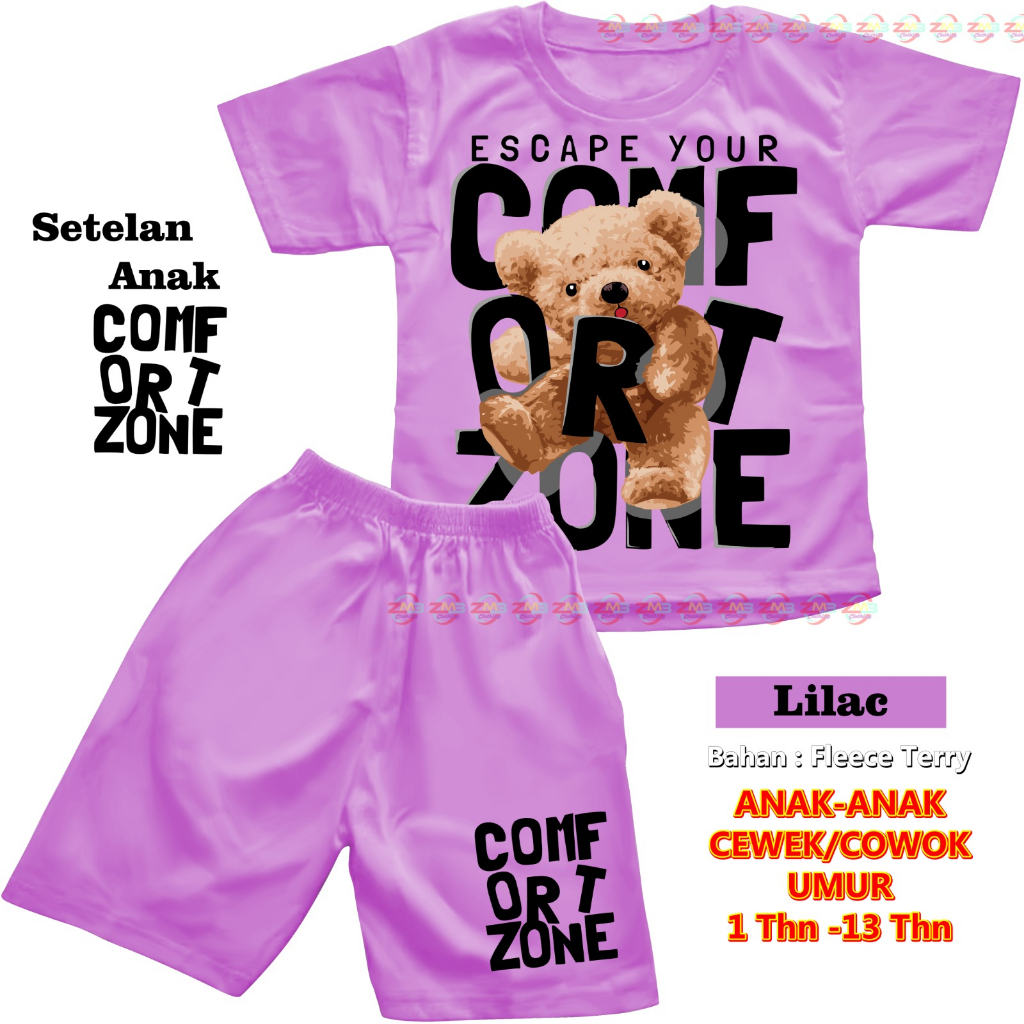 SETELAN ANAK PENDEK UNISEX CEWEK/COWOK BEAR BERUANG DIGITAL SABLON