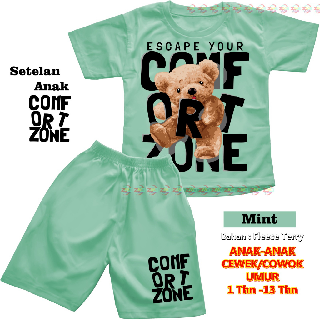 SETELAN ANAK PENDEK UNISEX CEWEK/COWOK BEAR BERUANG DIGITAL SABLON