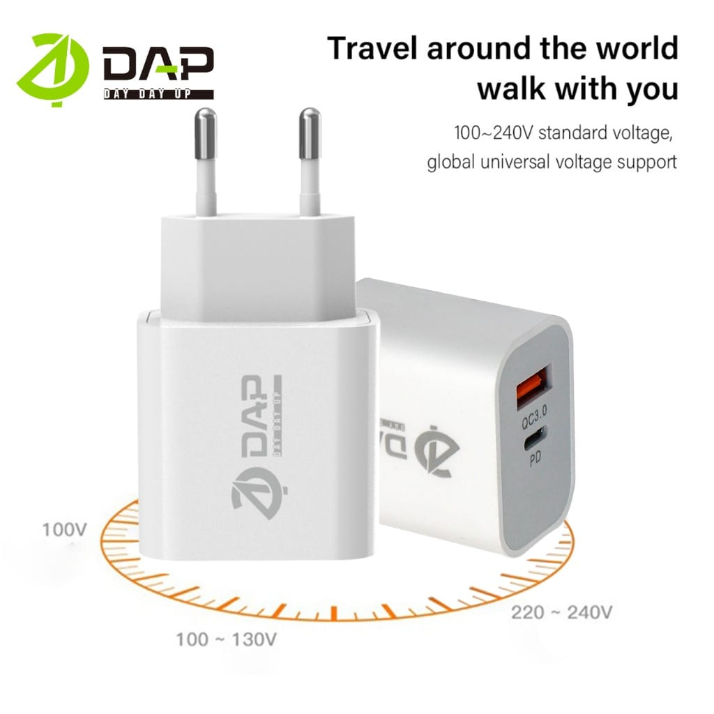 Batok Charger DAP D-AP2 Colokan USB dan TYPE-C Kepala Casan DAP D-AP2 USB dan C Adaptor Charger DAP D-AP2 USB dan TIPE C ORIGINAL