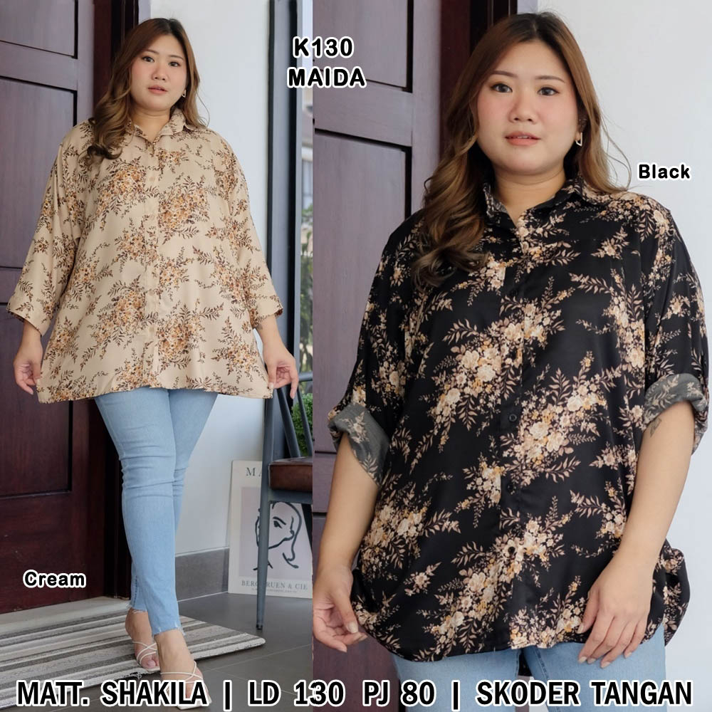 BIGCLO - (COD) LD 130cm Kemeja Wanita Corak Jumbo K130 Baju Atasan Big Size Bahan Katun Oversize