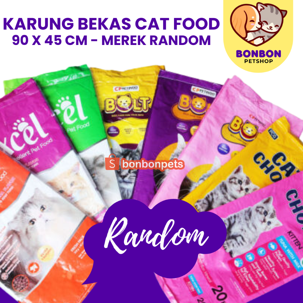 Karung Bekas Pakan Kucing Alas Kandang Hewan Makanan Kering Anjing 7kg dan 20kg Cat Dog Food Random
