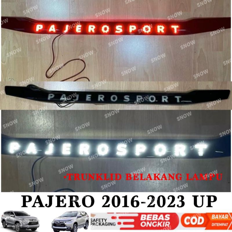 Trunk Lid All New Pajero 2016 2022 2023 List Bagasi Belakang Trunklid Lampu LED Hitam Chrome