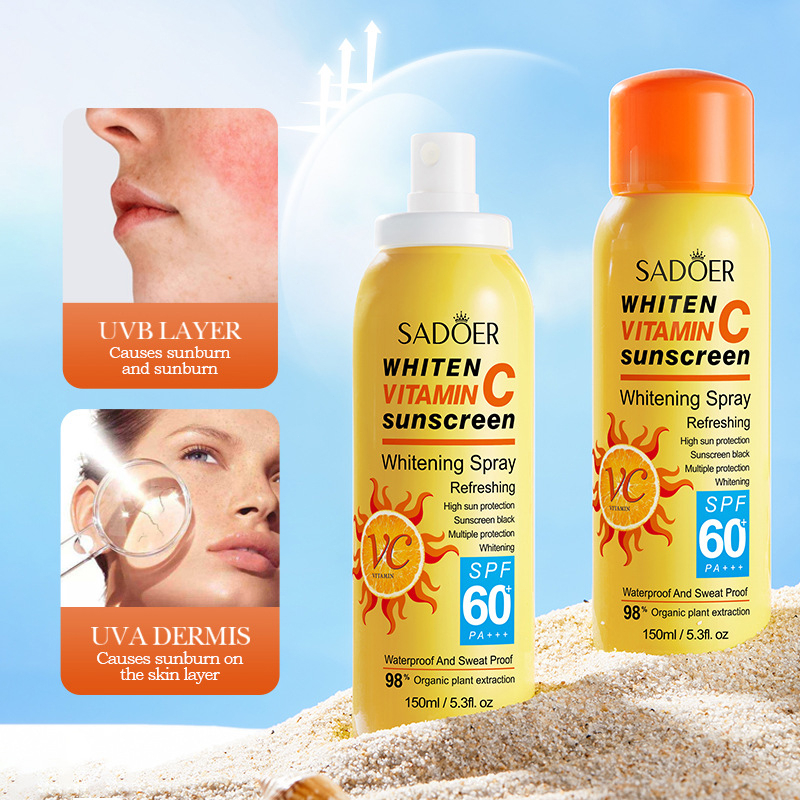 SADOER Tabir Surya Pemutih Vitamin C 2 in 1 Sunscreen Spray SPF60 PA++++