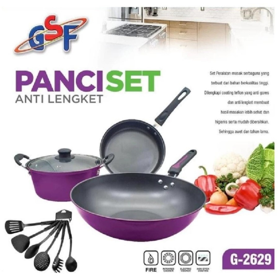 GSF Cookware Panci Wajan Set Teflon Anti Lengket Cookware Set G-2629