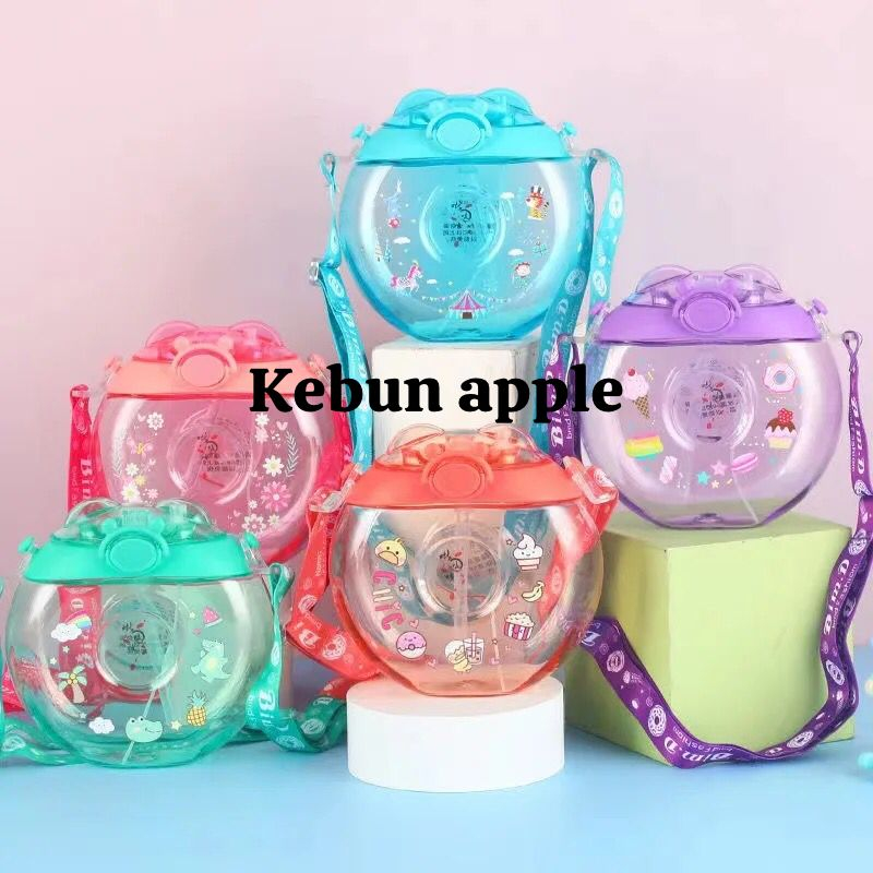 Botol Minum Anak Bentuk Donat 500ml Bpa Free Free Tali Panjang FREE STIKER 2D&amp;3D